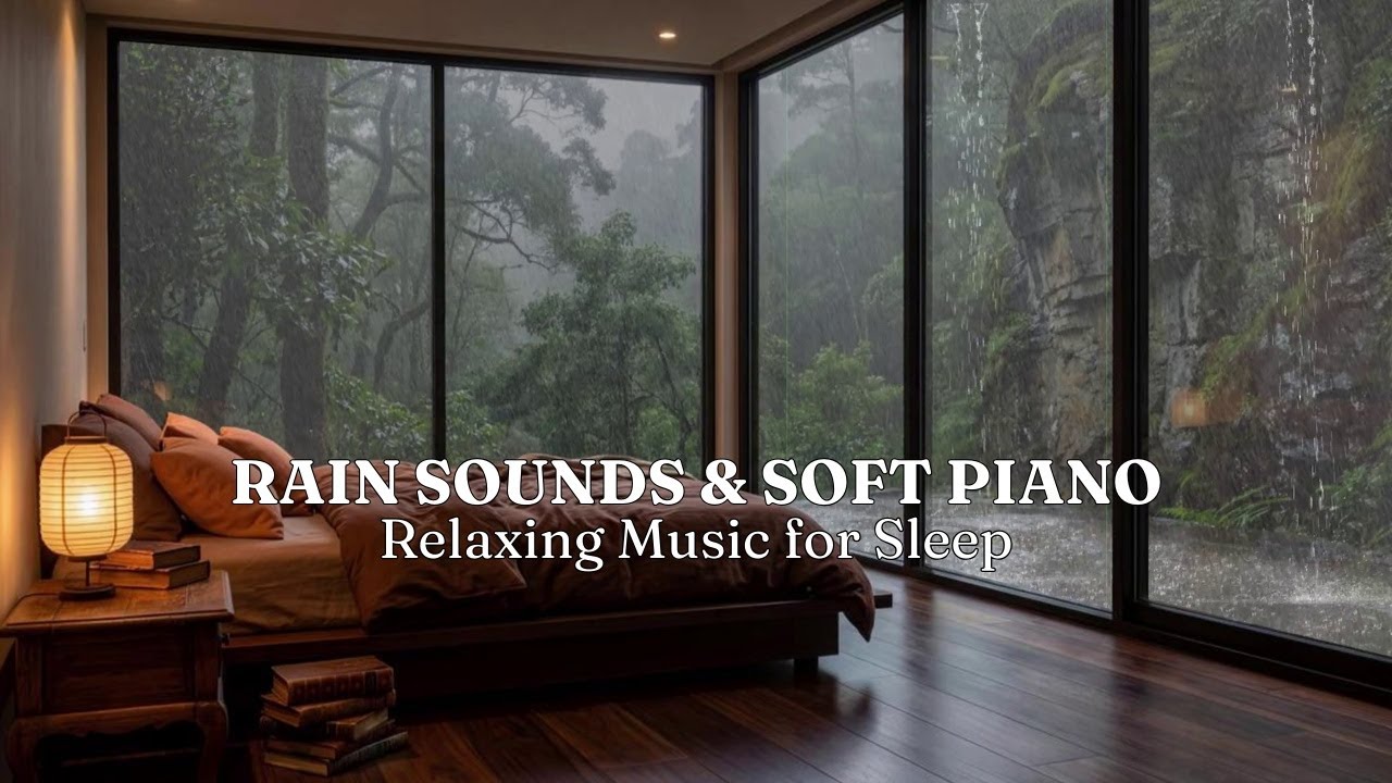 Relaxing Space On Rainy Day 🎶 Reduce Stress with Peaceful Piano & Soft Rain Sounds for Sleeping