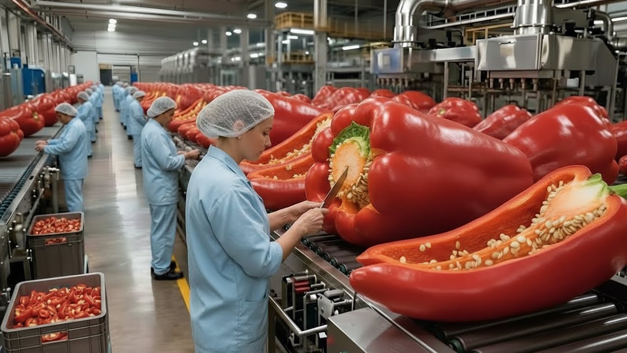 How American Farmers Harvest 4 Pounds Of Red Chili Peppers by Machine | Farming Documentary