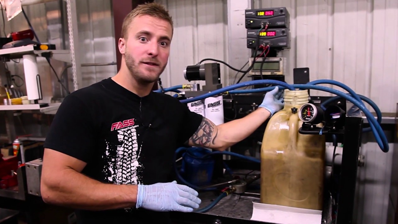 FASS Fuel Systems Performing Diagnostic 5 Gallon Bucket Test on a FASS Fuel System
