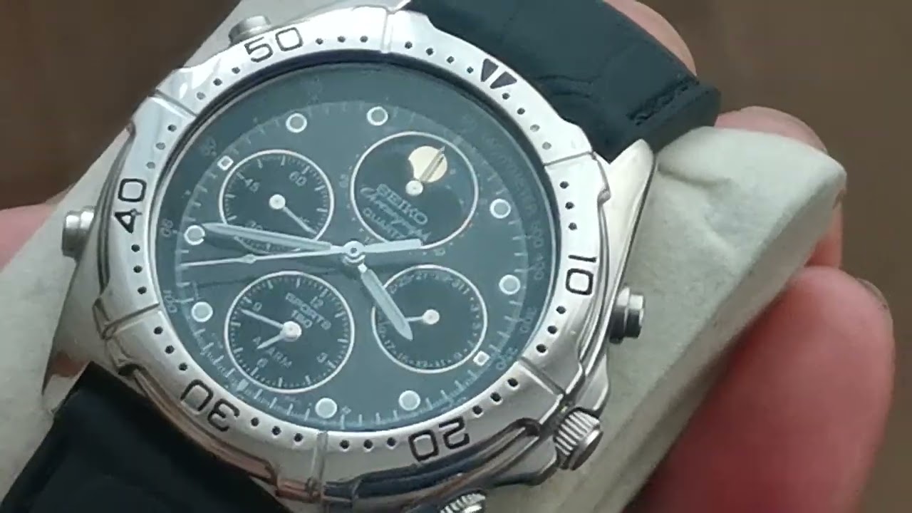 RARE SEIKO 7T36 MOON PHASE CHRONOGRAPH Men Watch