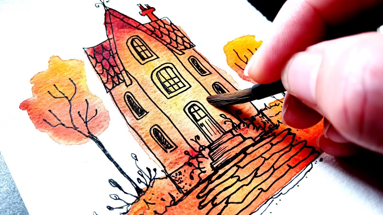 Cozy Autumn House | Step-by-Step Watercolor Tutorial for Beginners
