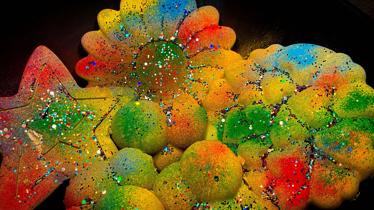 Melting Dusty Green Gymchalk Crush Topped W Holi powders💛❤️💙💚
