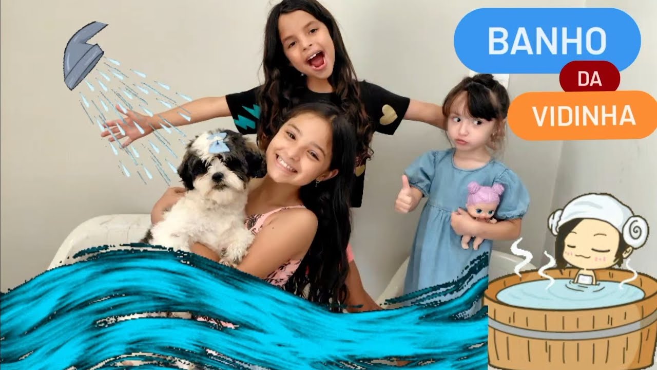 Isa Lima em: MINHAS PRIMAS VÃO DAR BANHO NA MINHA CACHORRINHA 