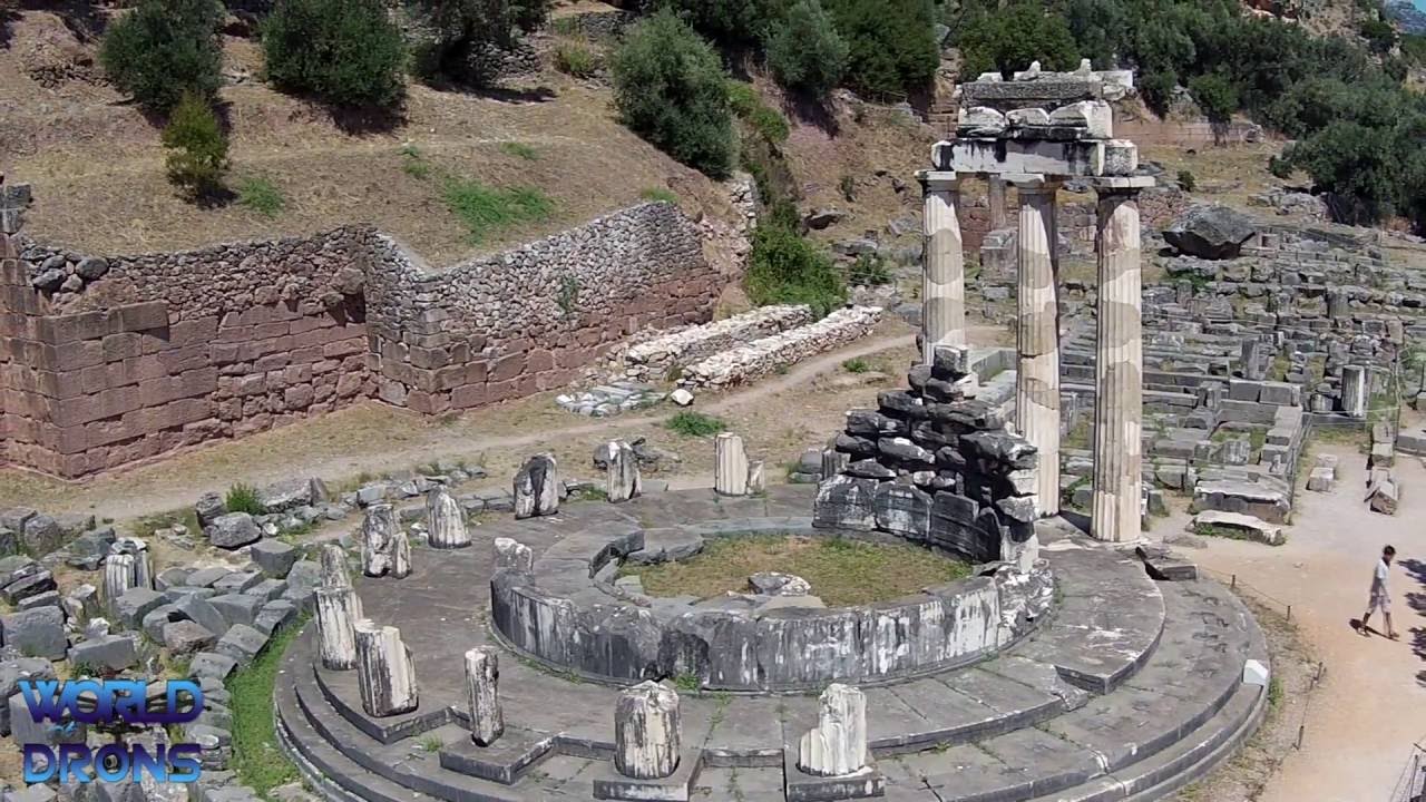 Greece Ancient Delphy Drone Aerial Video Delphi The most famous ancient seat of the oracle
