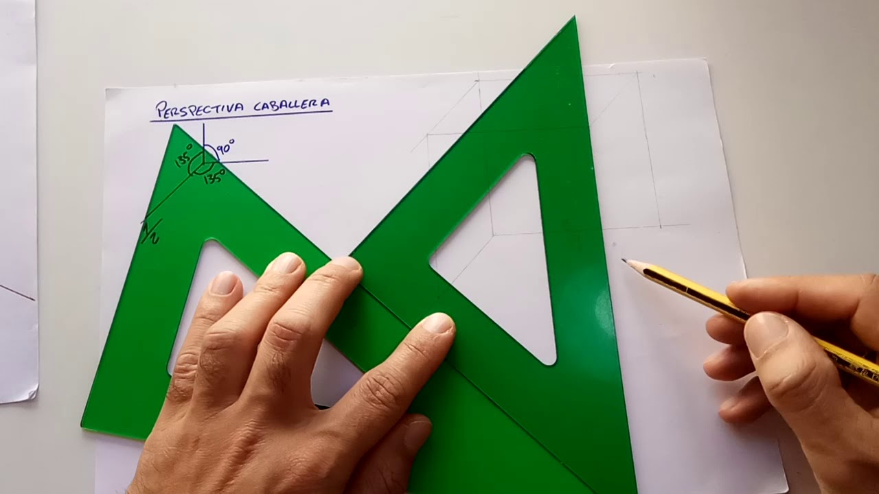 Perspectiva caballera con escuadra y cartabón