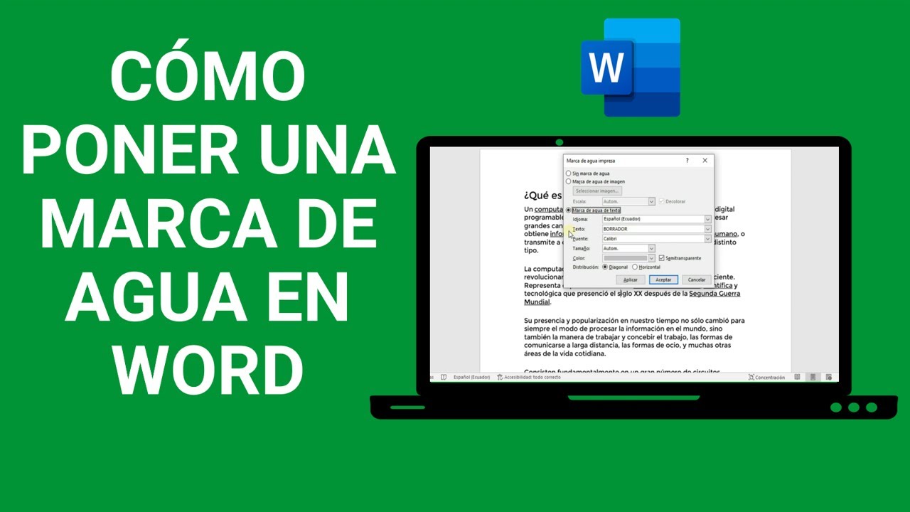 COMO PONER UNA MARCA DE AGUA EN WORD