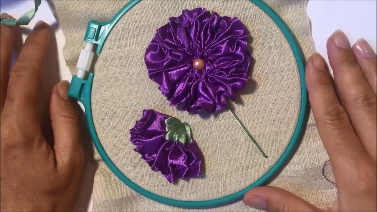 Цветок вышитый лентами / Flower embroidered ribbons