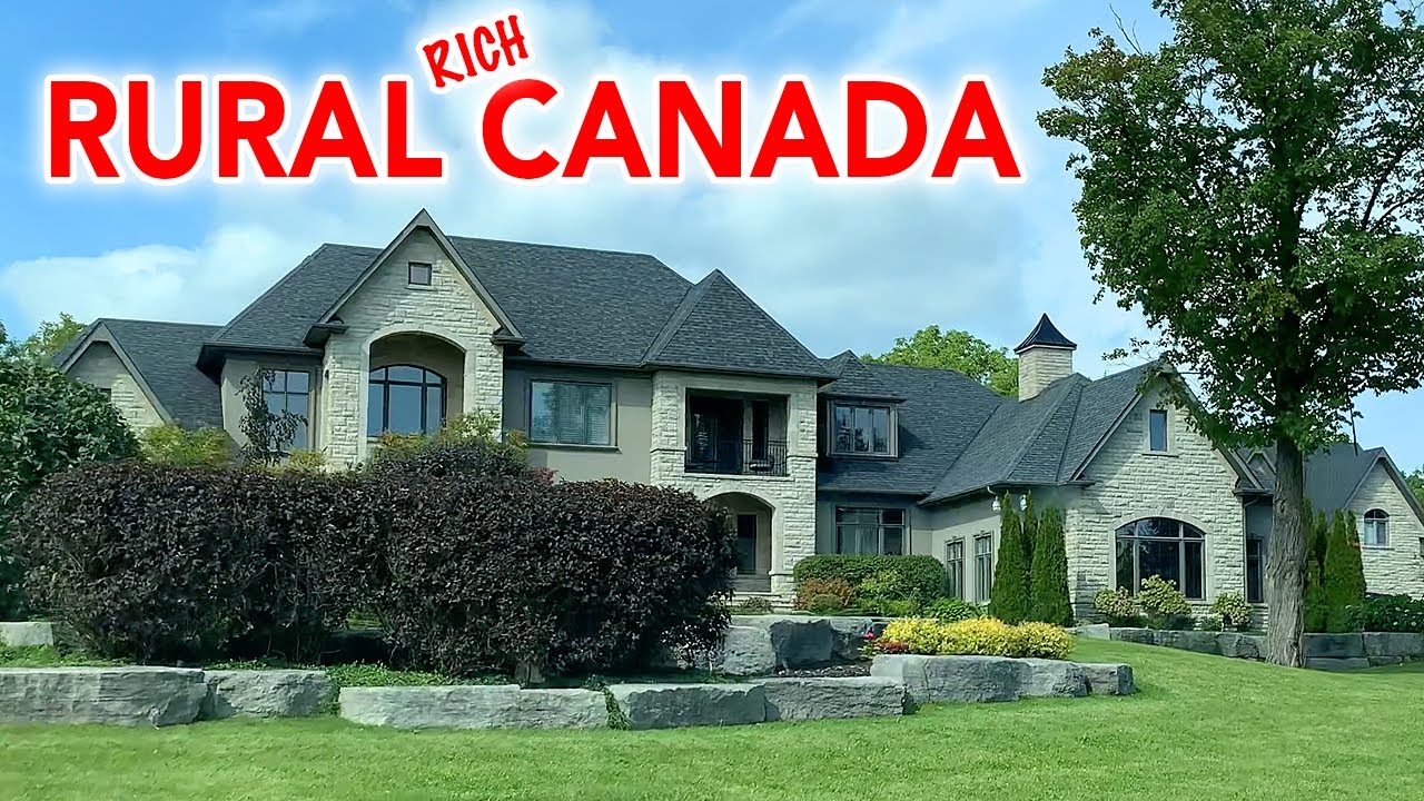 Driving through luxury rural neighborhoods in Ontario