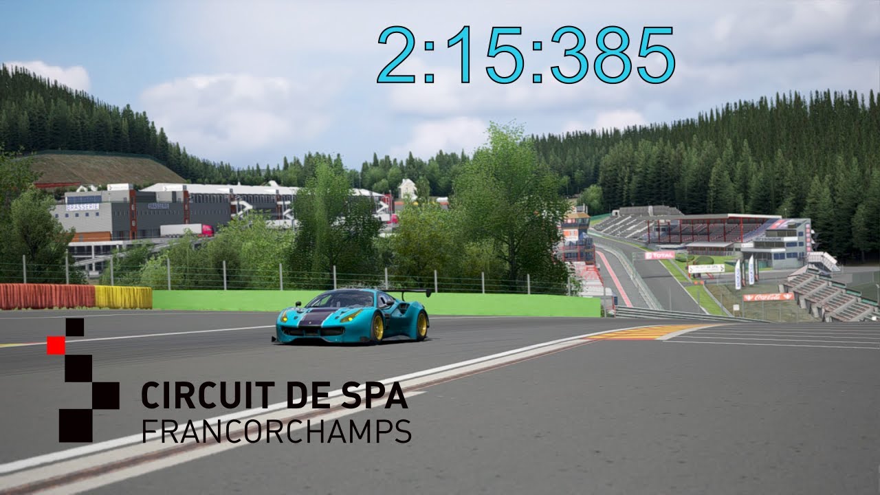 2:15:385 with Ferrari 488 GT3 at Spa-Francorchamps + SETUP - Assetto corsa