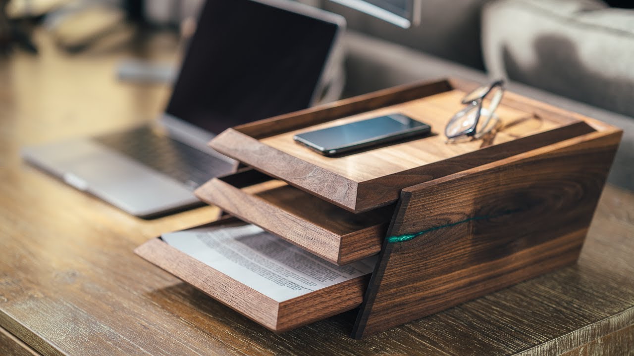 DIY Modern Paper Tray From Scraps || How To Build - Woodworking