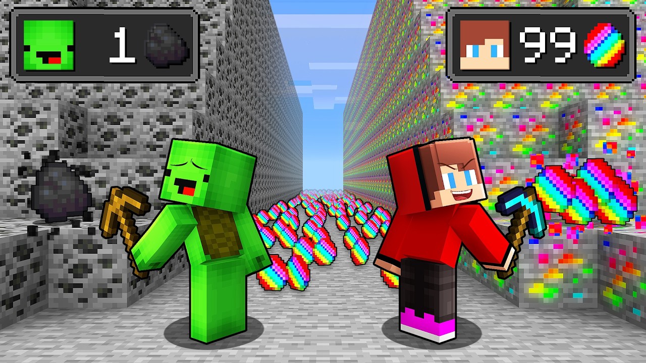Mikey POOR Coal vs JJ RICH Diamond Mine Battle in Minecraft (Maizen)
