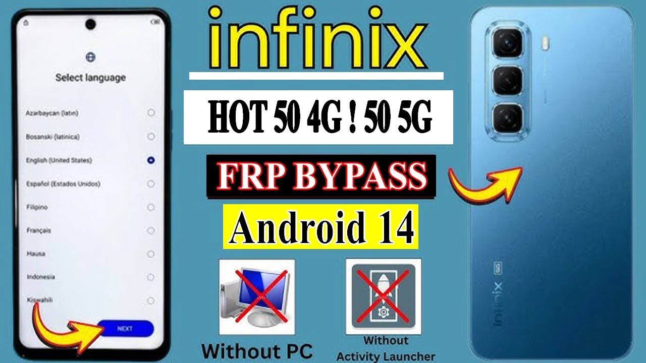 Infinix Hot 50 4G Frp Bypass / Google Account Unlock / Infinix Android 14 Frp Unlock