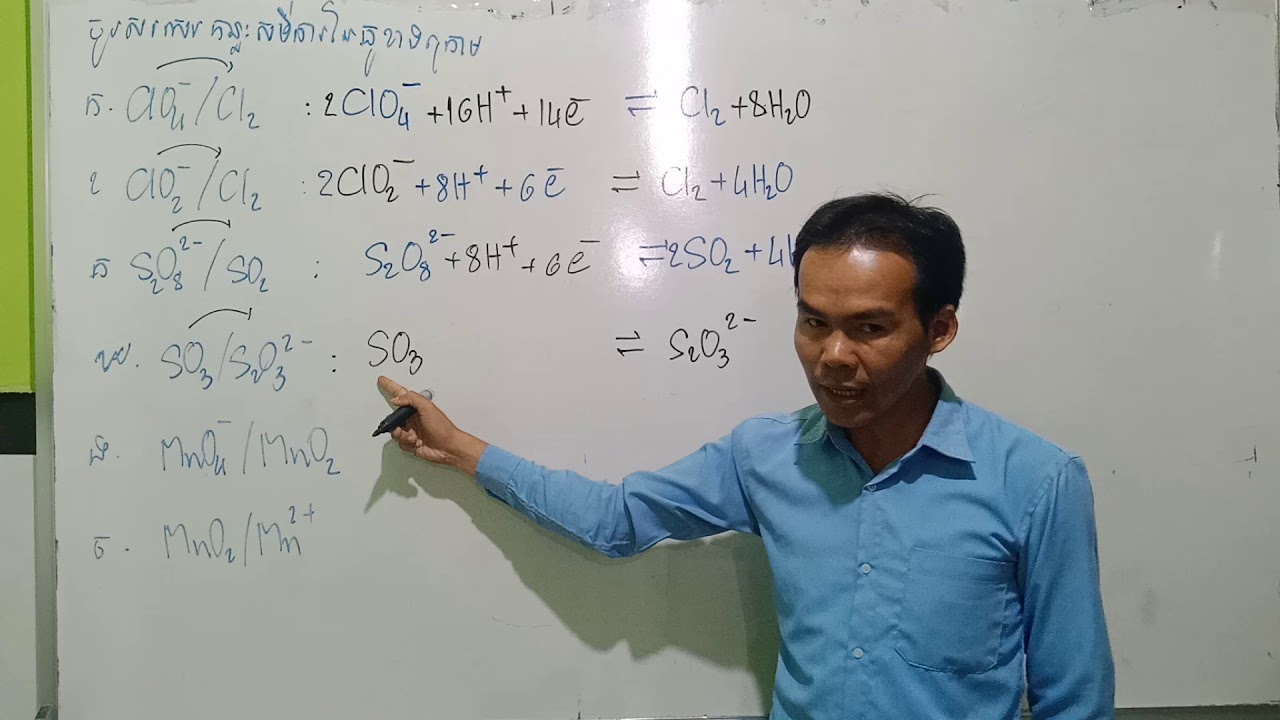 រៀនសរសេរកន្លះសមីការនៃគូ (H+)