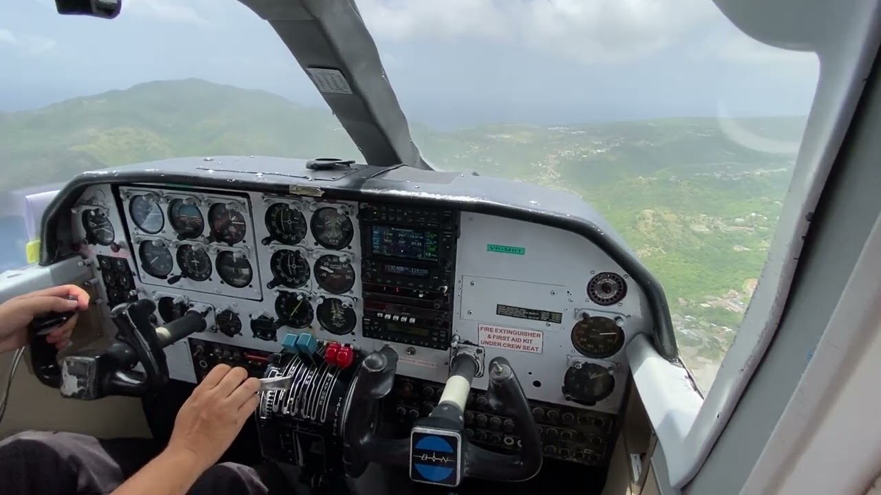 Part 2 - Cockpit view Antigua to Montserrat  enroute and landing BN2 Islander