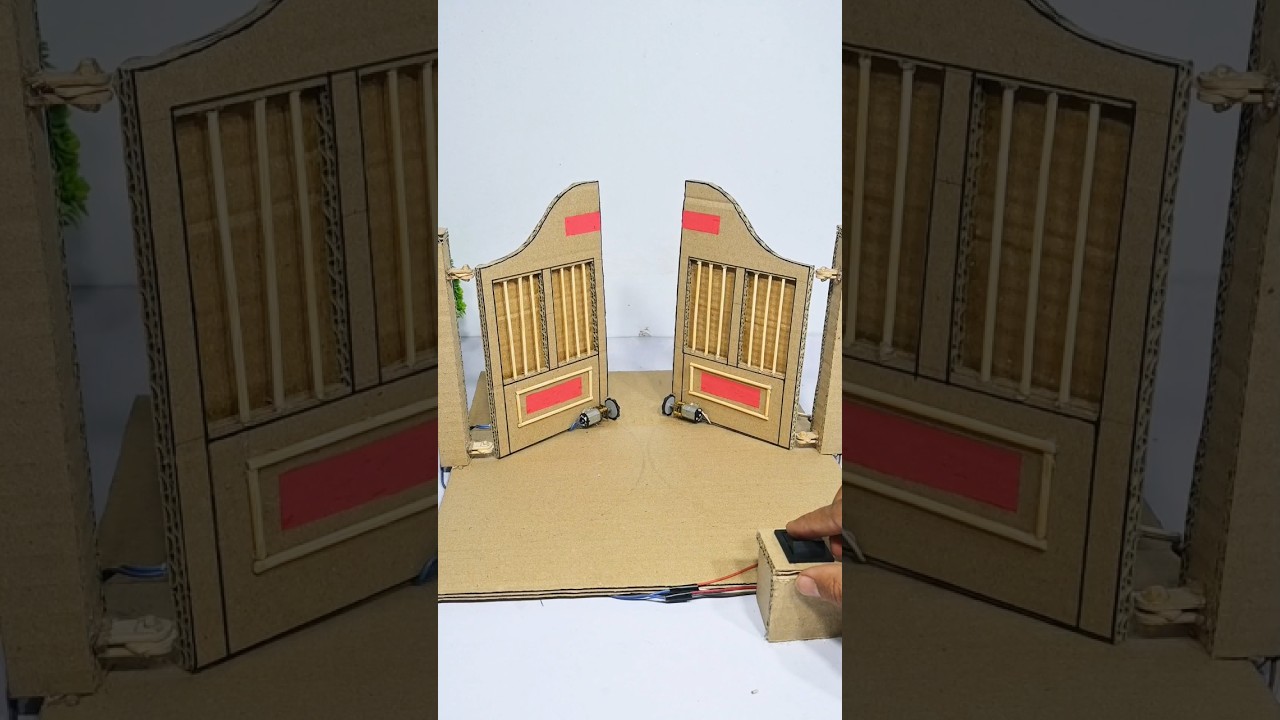 Big size automatic gate with cardboard #diy #shorts #schoolproject