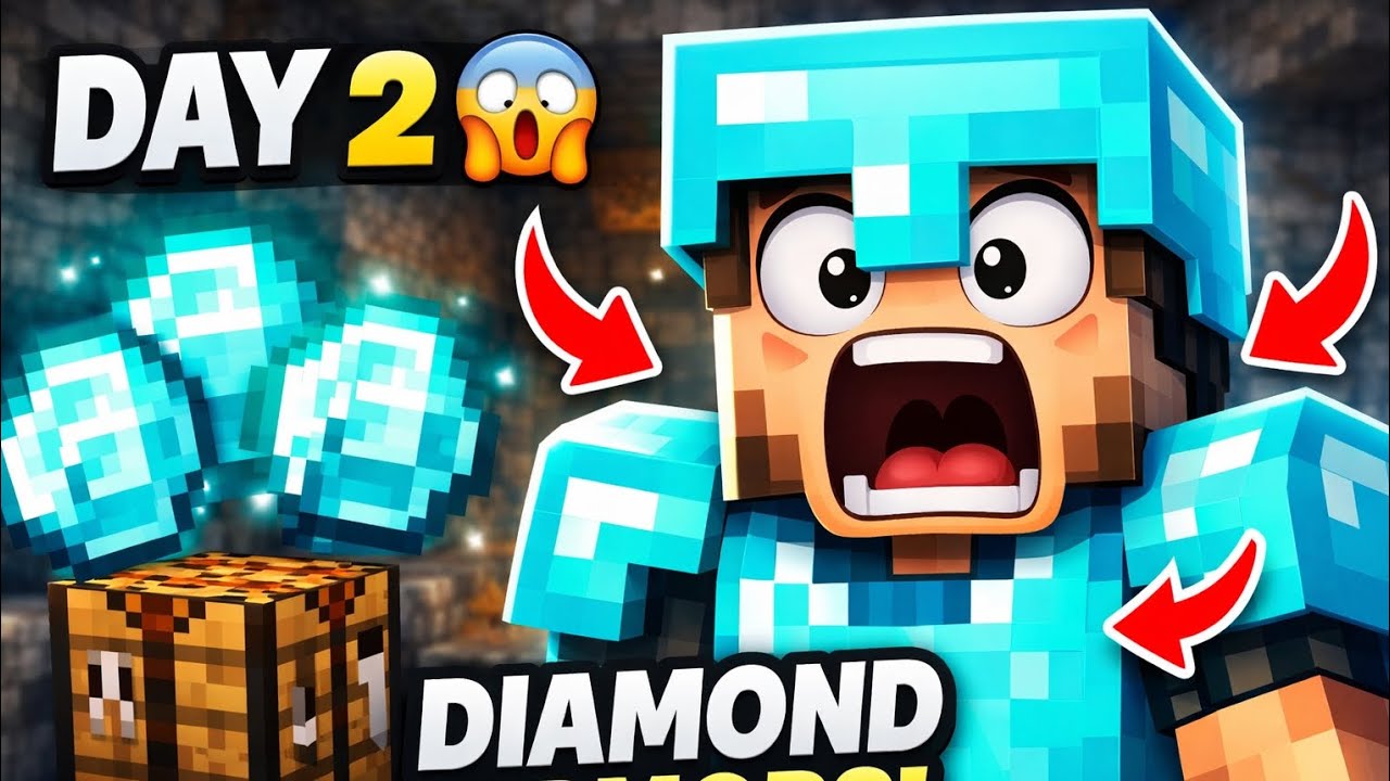 How I Got FULL DIAMOND ARMOR on DAY 2! 😱 (Insane Luck) 💎​