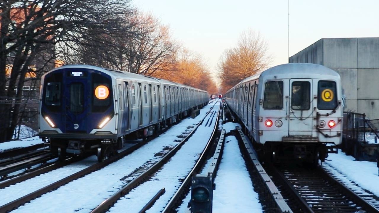 NYCT Subway: Snowy Brighton Line Action (R46, R68/R68A, R160, R211A (B) & (Q) Trains) (Feb 2026)