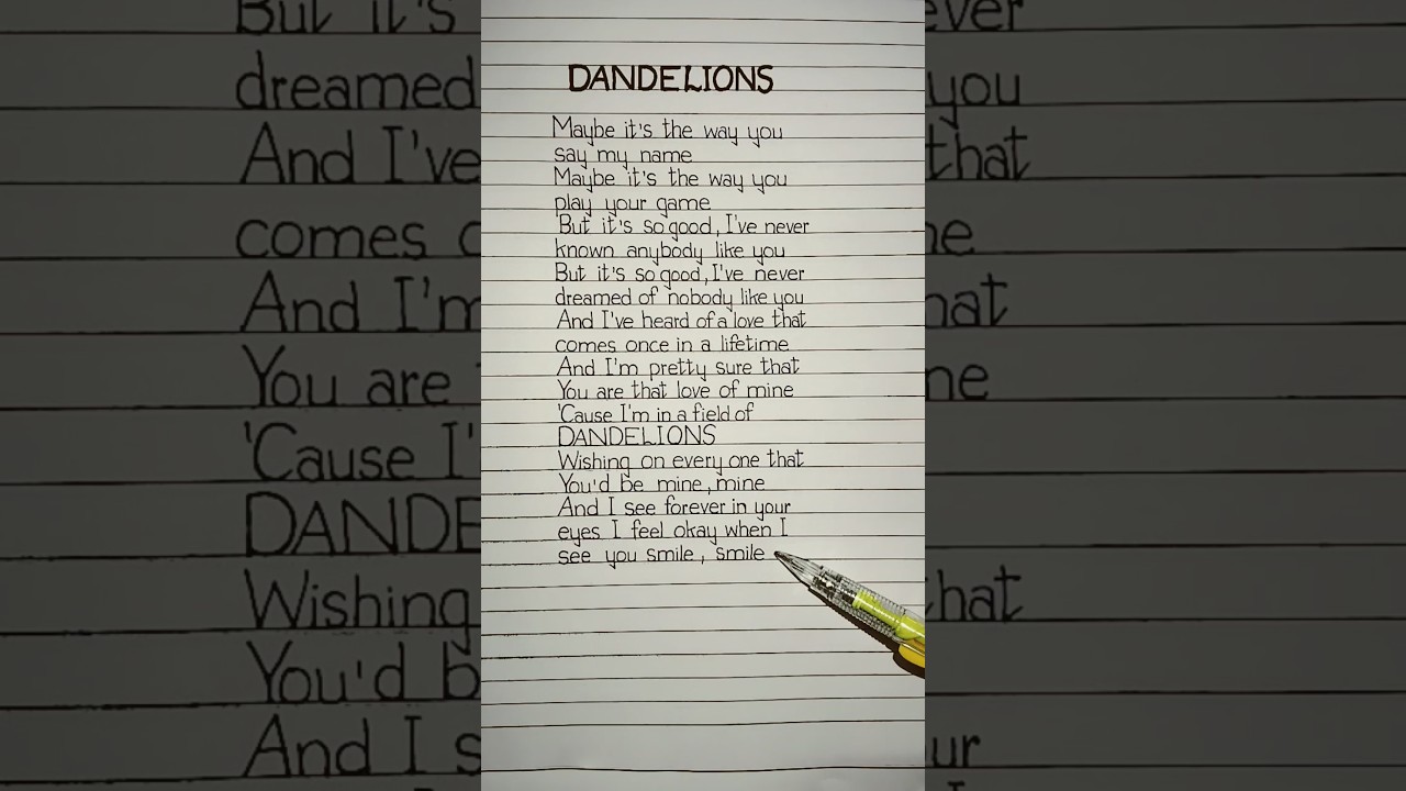 Dandelions Lyrics🌸 Song by Ruth B #dandelions #ruthb #lyrics