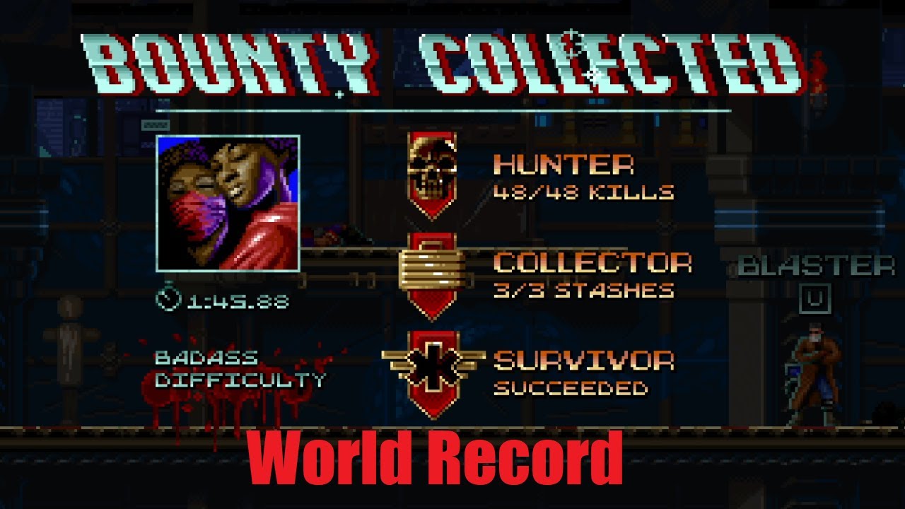 4-1 Dudson Twins 1:45.88 (World Record) || Huntdown 100% Badass Speedruns
