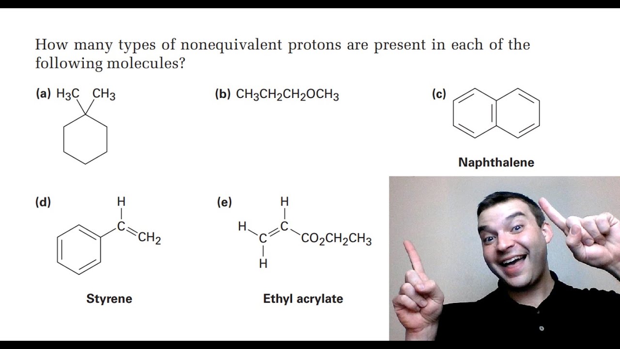 Identifying nonequivalent protons practice [How to determine the number of signals in HNMR spectra]