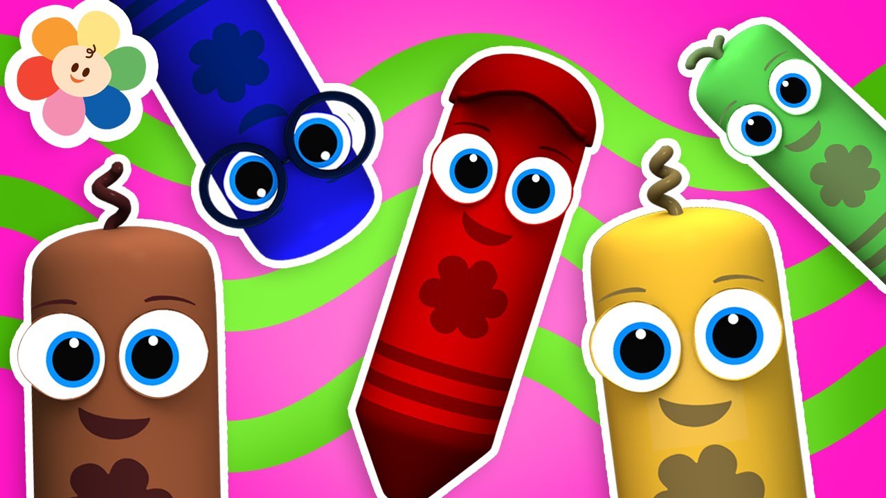 ¡Cinco Crayones Saltando en La Cama! | Canciones Infantiles de La Pandilla de Colores | BabyFirst