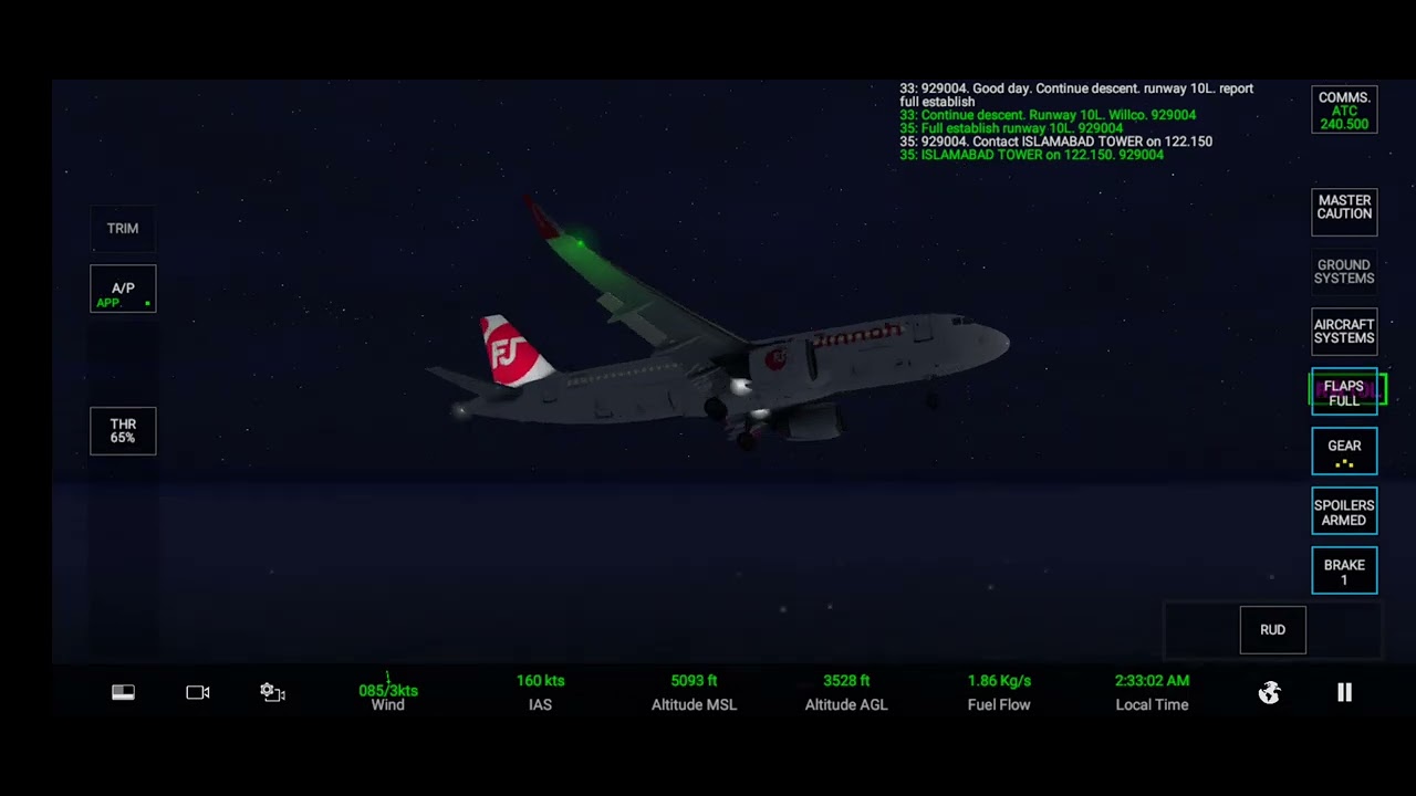 RFS-Real Flight Simulator Airbus A320neo Fly Jinnah Bahrain Intl to Islamabad Full Landing.