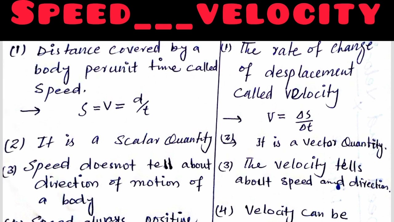 what is the difference between speed and velocity/Differential between speed and velocity Lecture #3