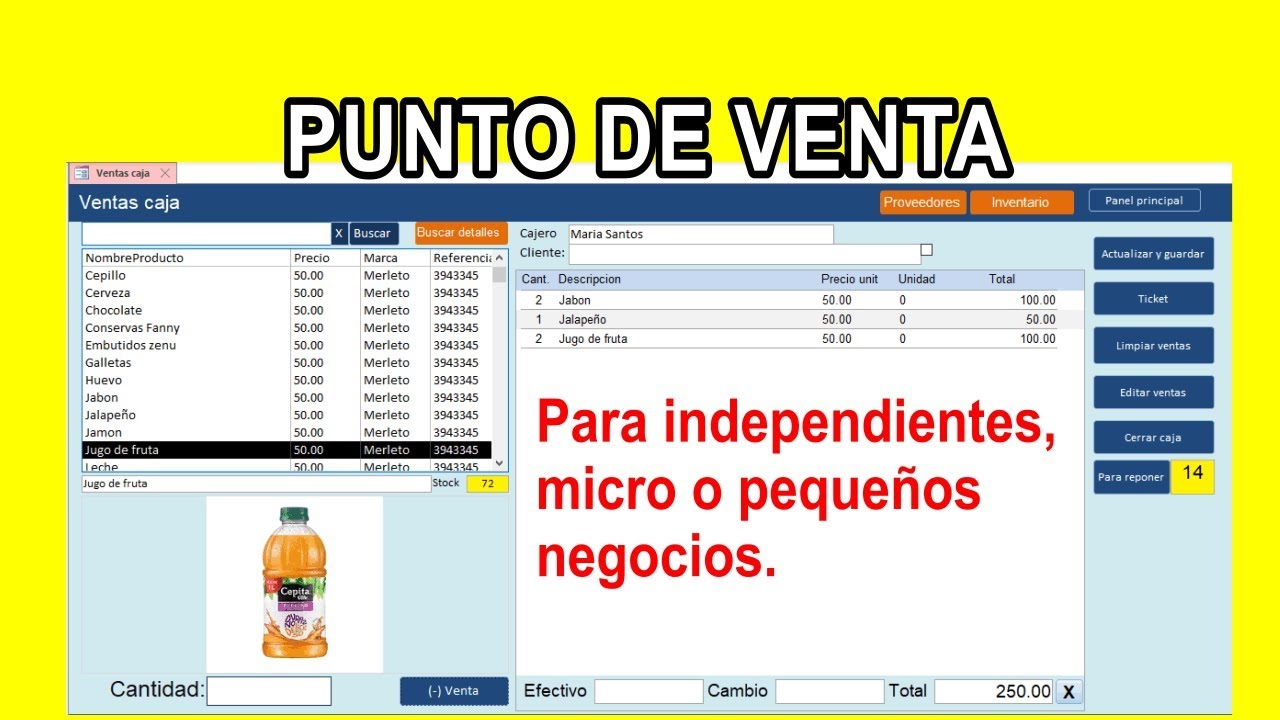 Punto de venta con foto,  inventario, simple y práctico (PV2)