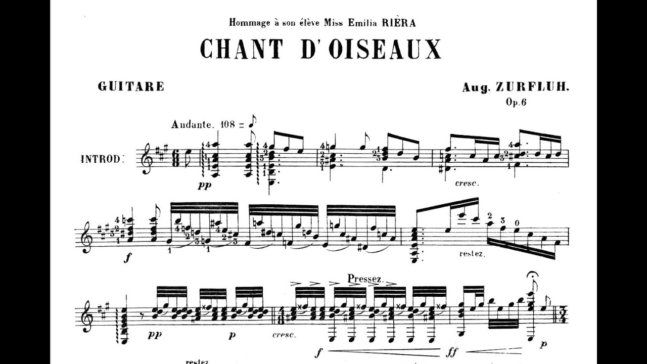 Auguste Zurfluh - Chant d'Oiseaux Op.6 (w/score)