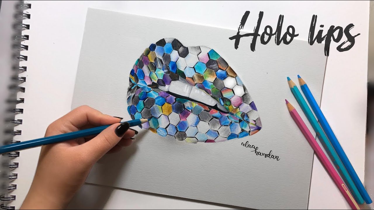 Drawing Holo Lips | using Faber Castell Classic