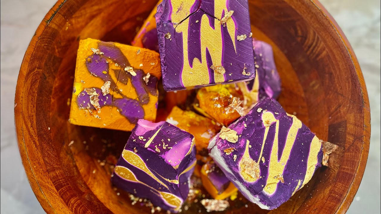 ASMR Dyed Purple and Gold Gym Chalk Crush | Satisfying