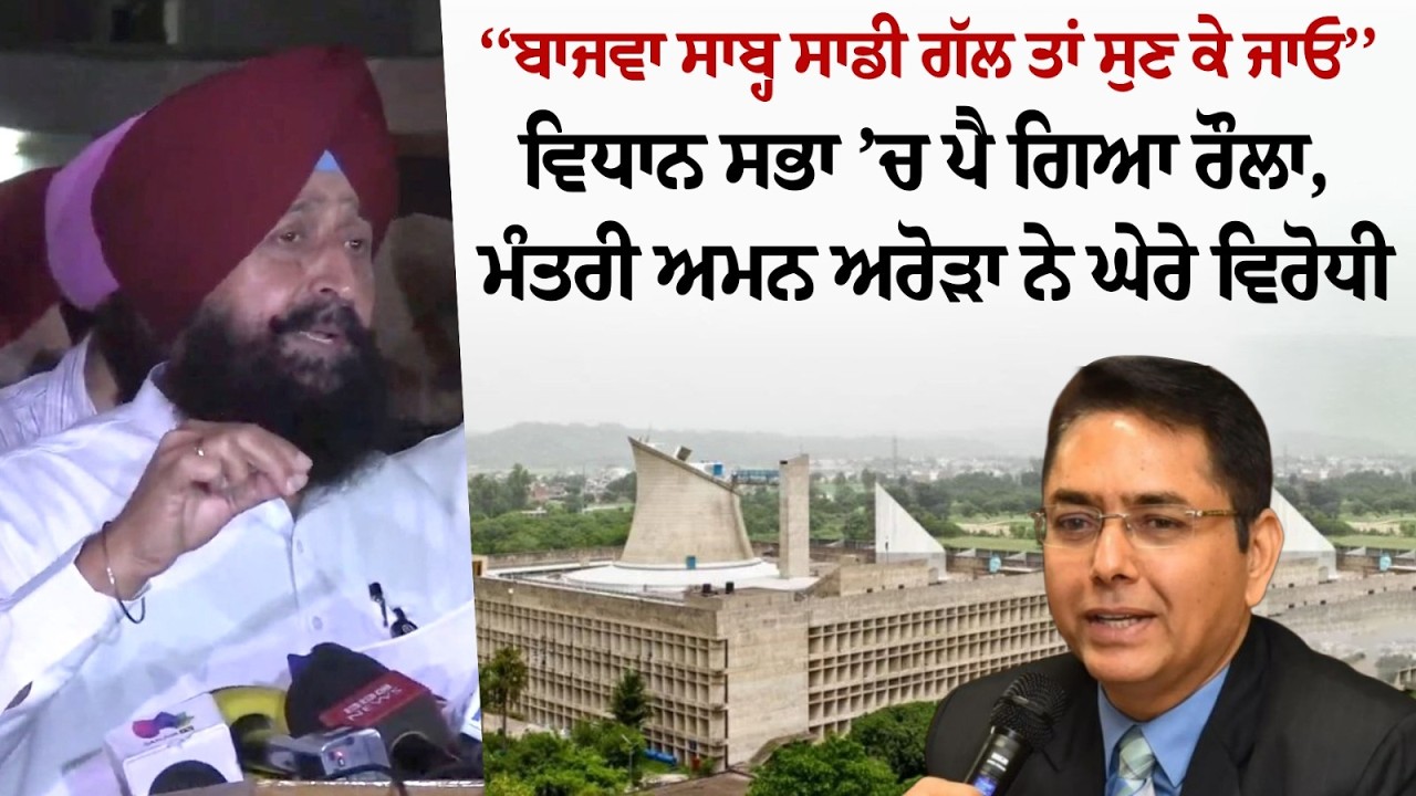 ‘‘Bajwa ਸਾਬ੍ਹ ਸਾਡੀ ਗੱਲ ਤਾਂ ਸੁਣ ਕੇ ਜਾਓ’’, ਵਿਧਾਨ ਸਭਾ ’ਚ ਪੈ ਗਿਆ ਰੌਲਾ, ਮੰਤਰੀ Aman Arora ਨੇ ਘੇਰੇ ਵਿਰੋਧੀ