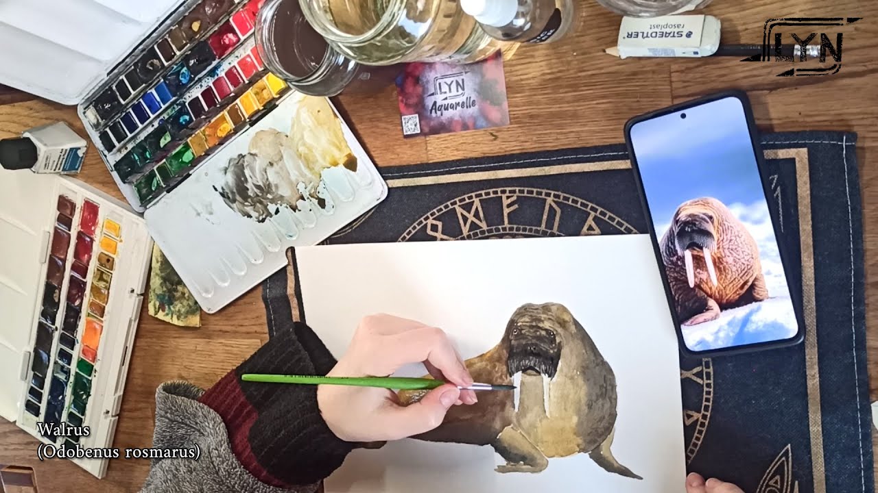 Chonky Walrus born from brush, patience and watercolors #watercolorpainting #watercolortutorial #art