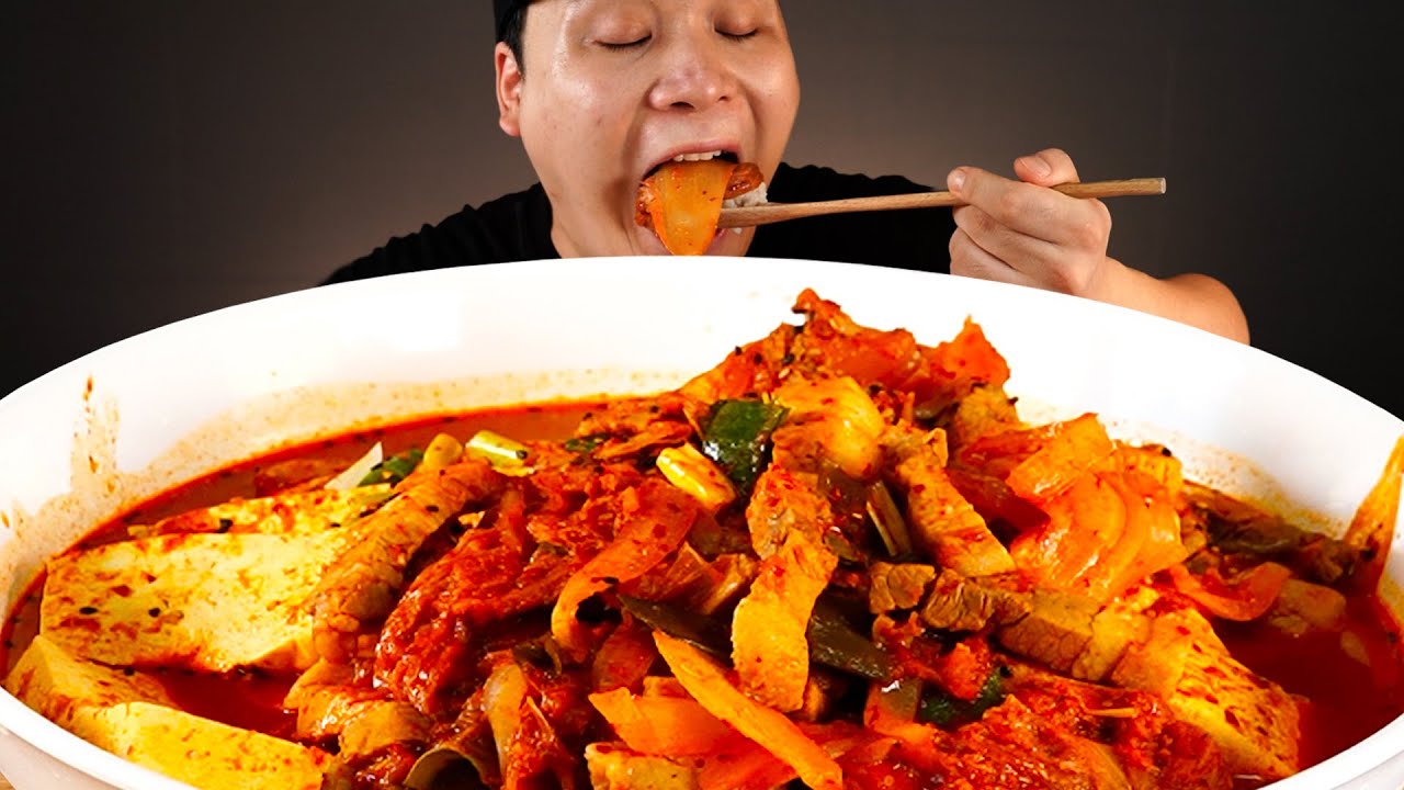 밥이 술술 들어가는 밥도둑 삼겹살김치찜 먹방~!! 리얼사운드  ASMR Mukbang(Eating Show)