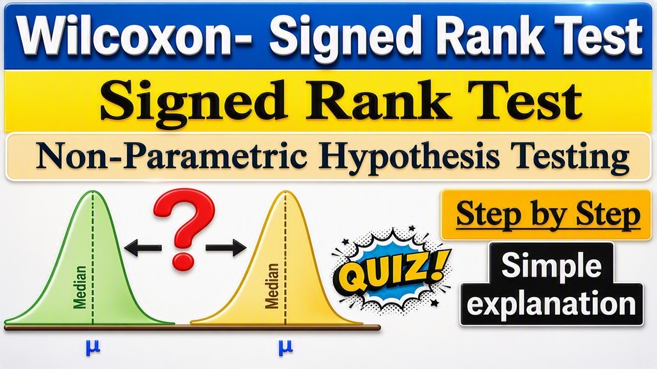 Wilcoxon Test (Wilcoxon signed rank test) | Non-Parametric Test explained with Simple Example
