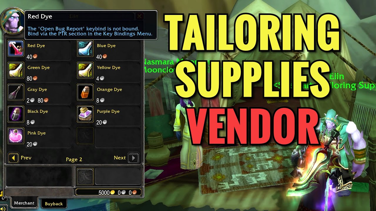 Shattrath Tailoring Supplies Vendor Location (WoW TBC)