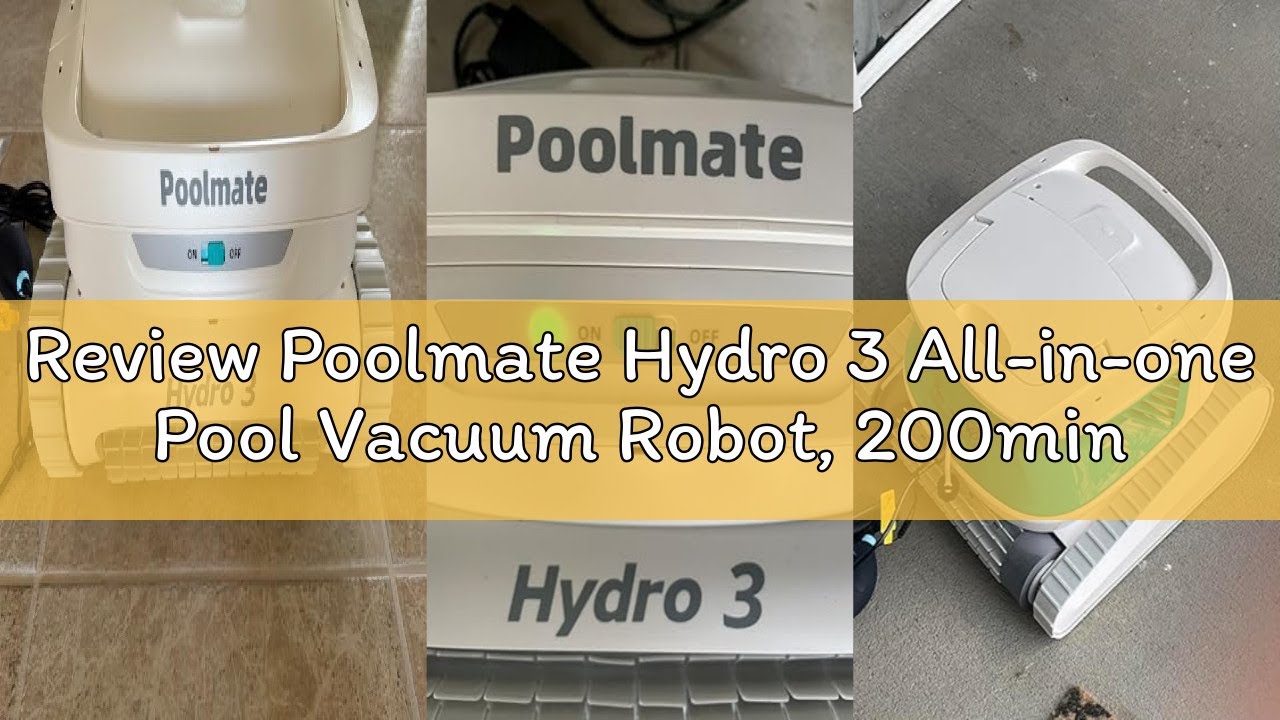 Review Poolmate Hydro 3 All-in-one Pool Vacuum Robot, 200mins Runtime Cordless Pool Cleaner, 2 150W