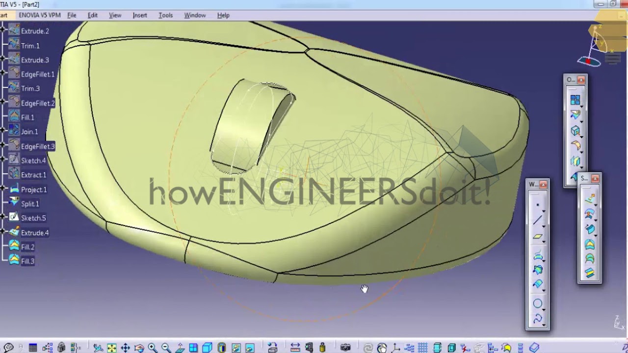 4.5|Create a mouse in Catia using Surface modeling P2|Top Catia V5 tutorials/training videos