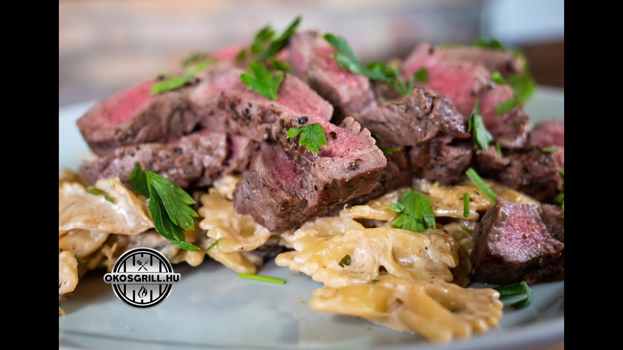 Argentin bélszín - steak - gombás tejszínes pikáns tésztával | okosgrill.hu