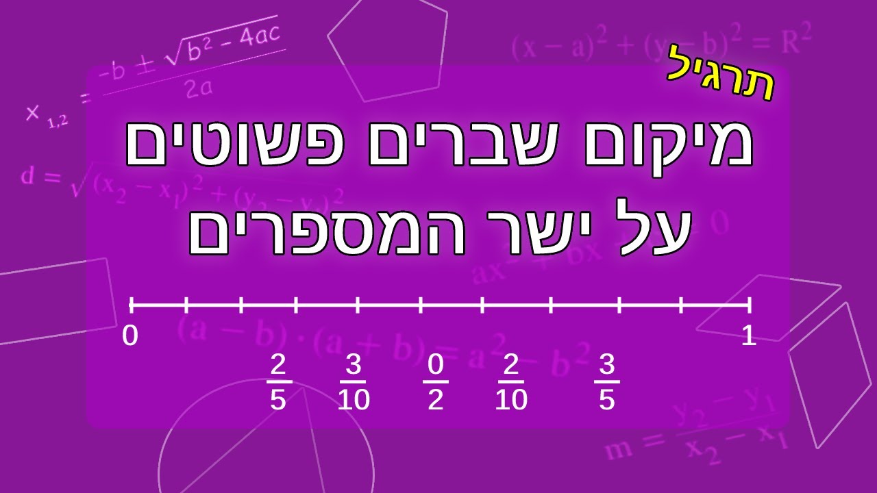 מיקום שברים פשוטים על ישר המספרים - תרגיל