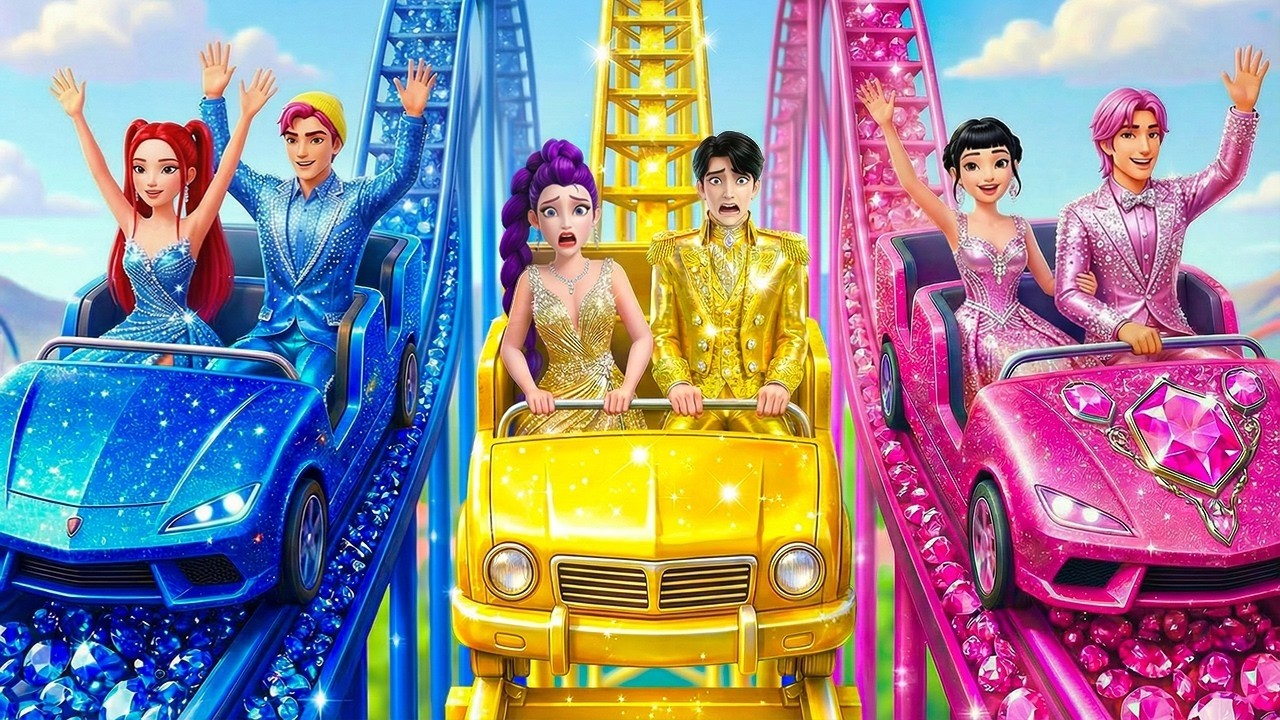 🎢⚔️ Golden Family vs Diamond vs Pink &ndash; EPIC Roller Coaster Build Battle | KPOP Demon Hunter