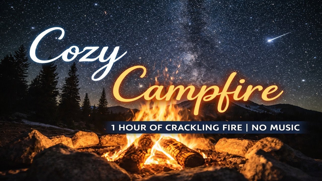 Cozy Campfire Under the Stars 🔥 1 Hour of Crackling Fire | No Music 4K