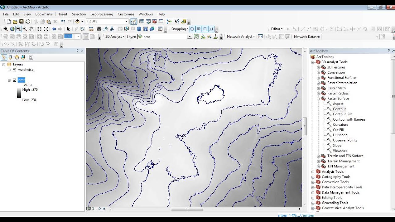 Warstwice ArcMap (Contours)