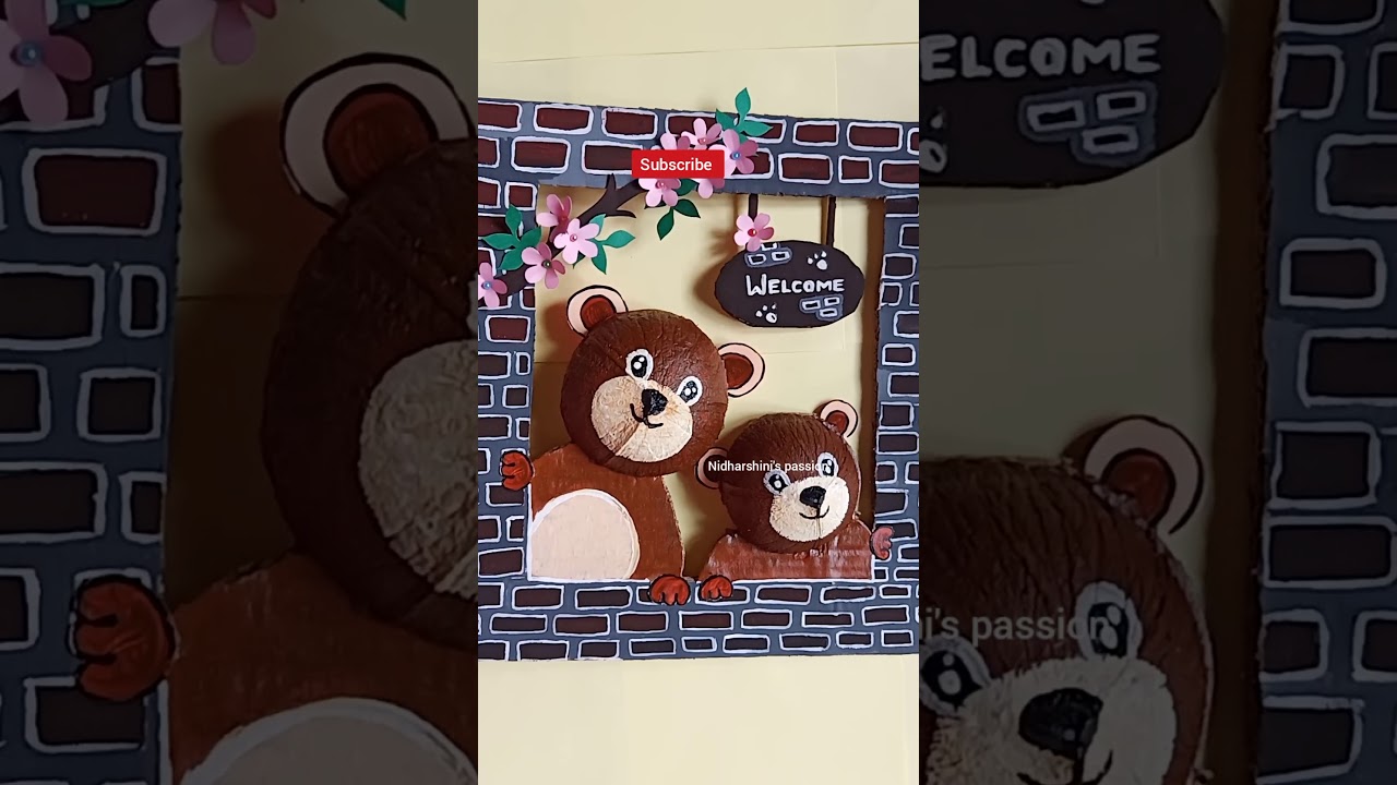 #coconut shell wall decor #DIY #bestoutofwaste wall hanging using coconut shell and cardboard