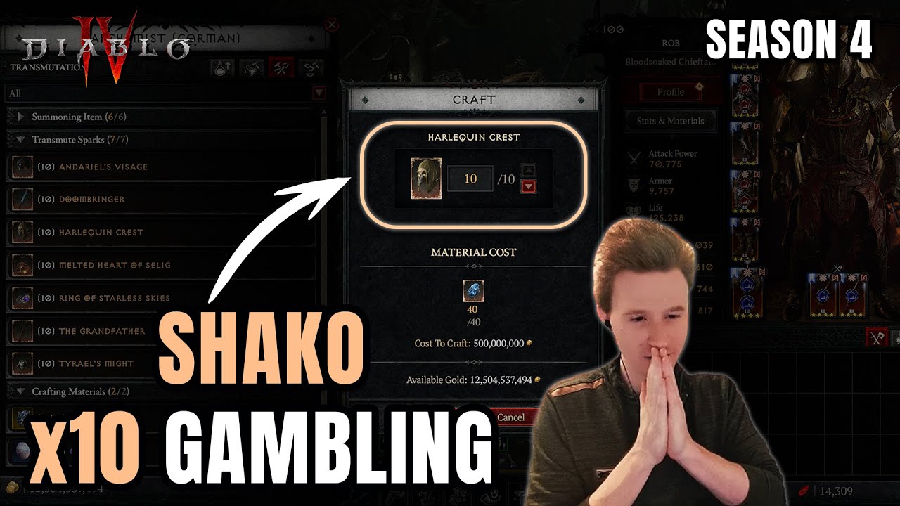 40 SPARKS & 10 SHAKO GAMBLING - Diablo 4 Season 4
