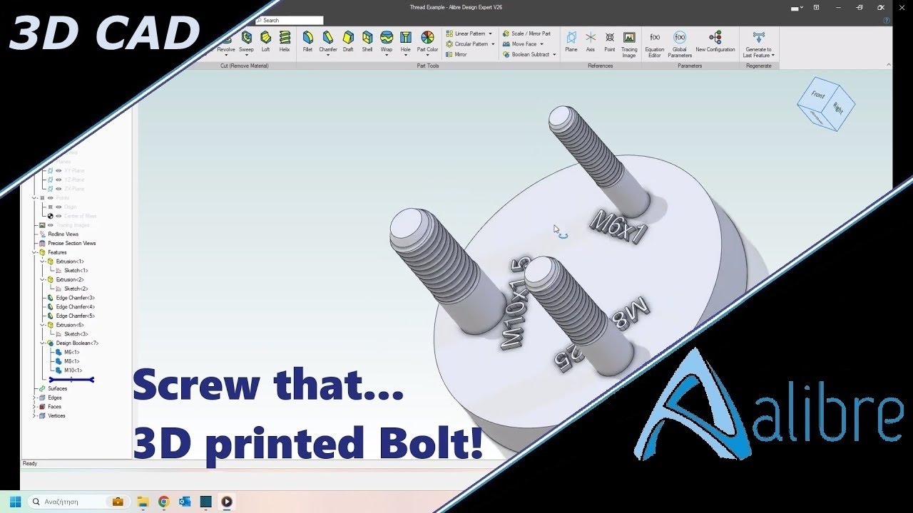 Alibre Design Tips and Trick OVA: Threads Anew... way to make them for 3D printing!