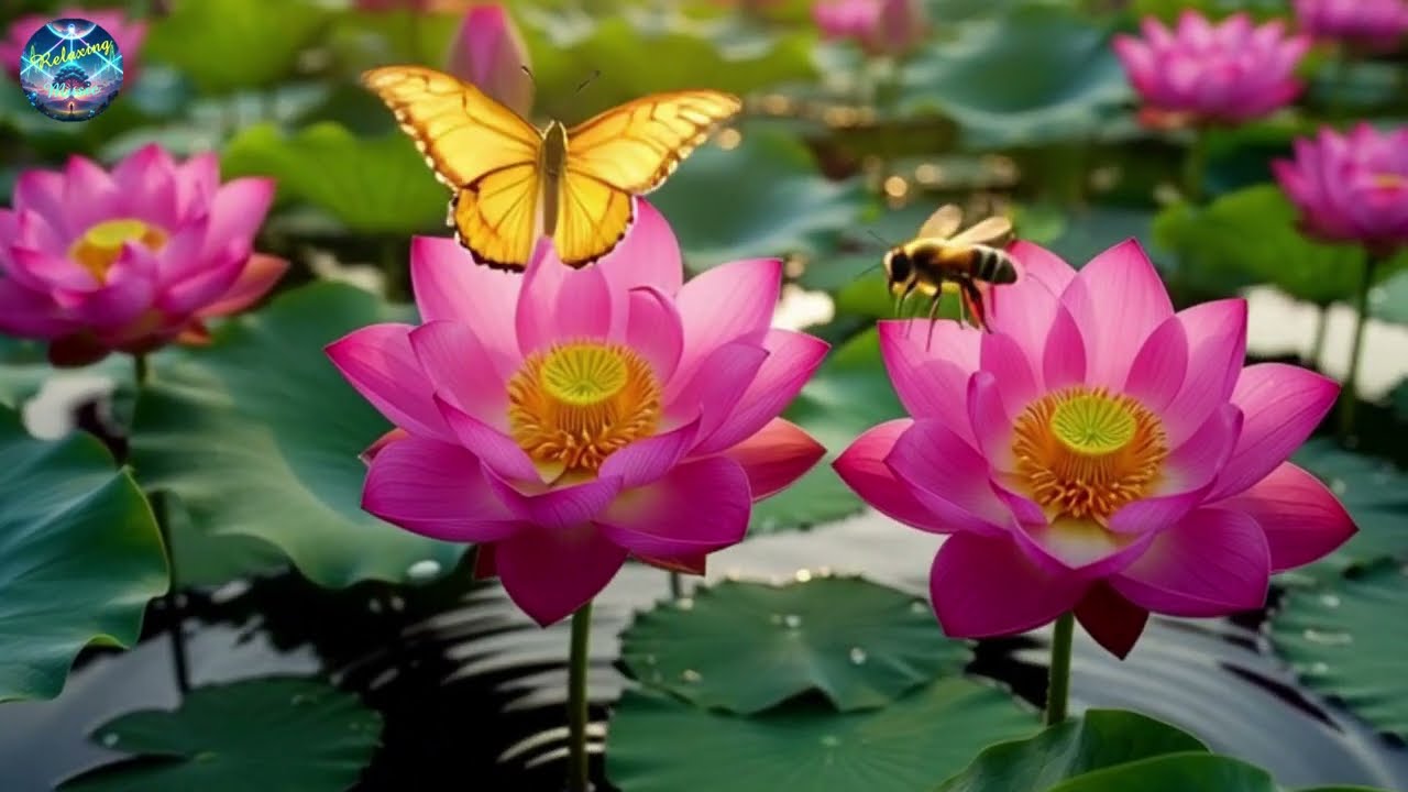 Beautiful Flowers/Soothing relaxing music with  cute butterfly and bee #relaxing