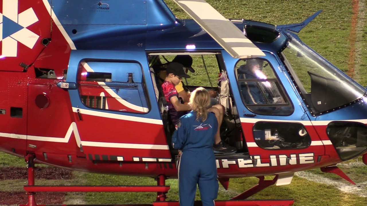 Chase Manzo delivers the game ball by helicopter - Benson vs Pima Football Game