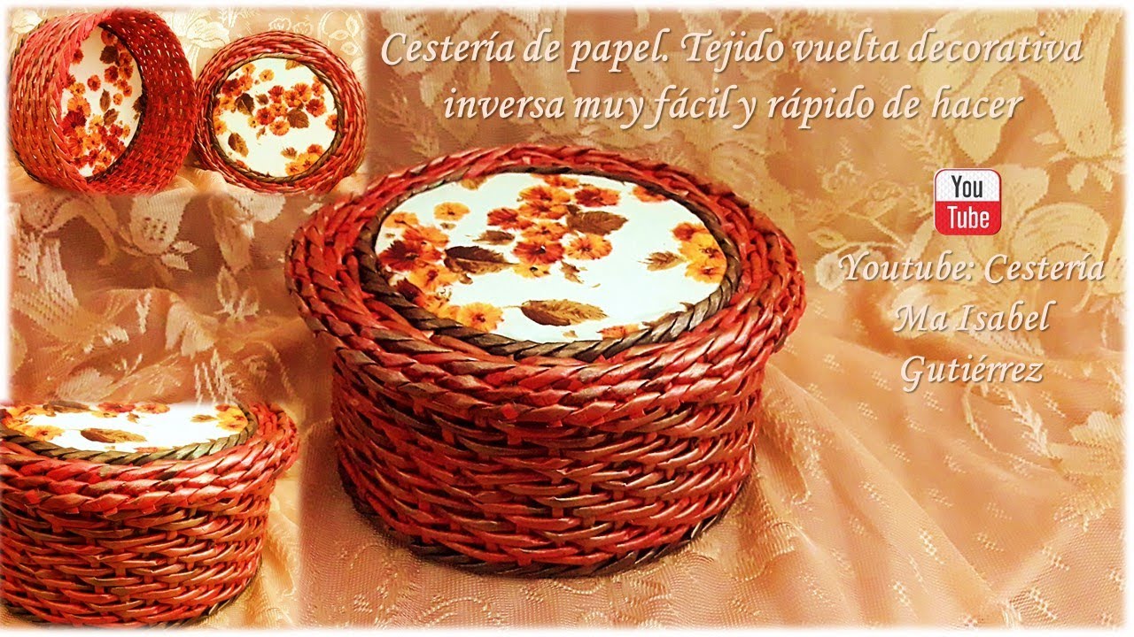 Cestería de papel  Tejido vuelta decorativa inversa fácil y rápido de tejer. Paper basket