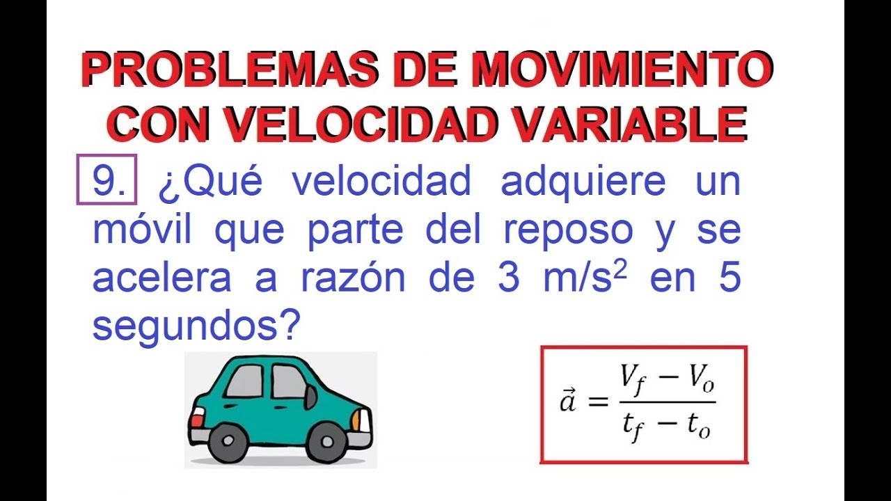 9. PROBLEMAS DE MOVIMIENTO CON VELOCIDAD VARIABLE. DEFINICI&Oacute;N DE ACELERACI&Oacute;N (MRUA - MUA)